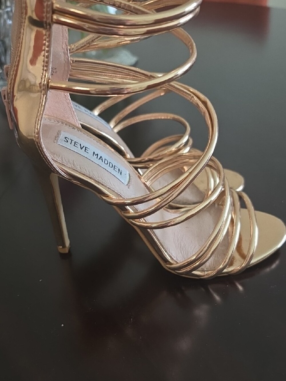 Steve Madden Rose Gold Multi-Strap High Heel Sandals - Picture 2 of 4